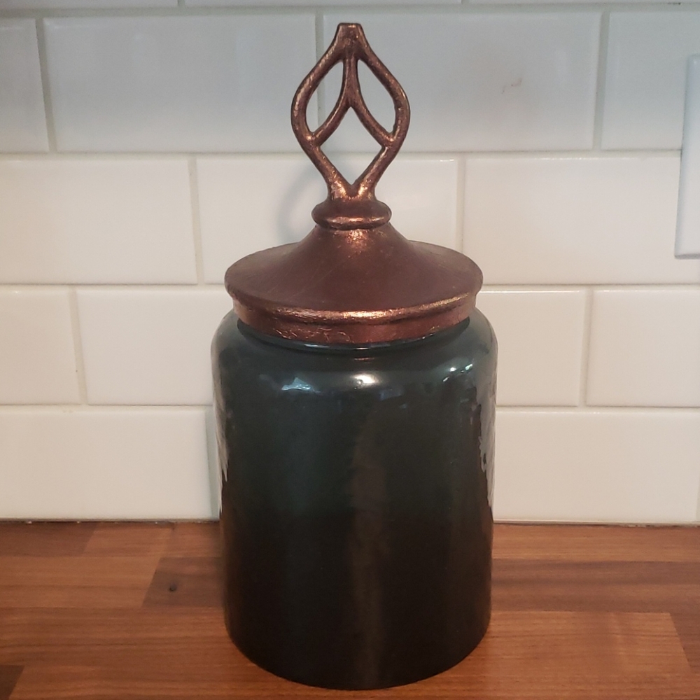 Decorative glass/metal canister